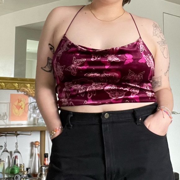 Velvet Butterfly Cowl Neck Tank - Picture 3 of 4